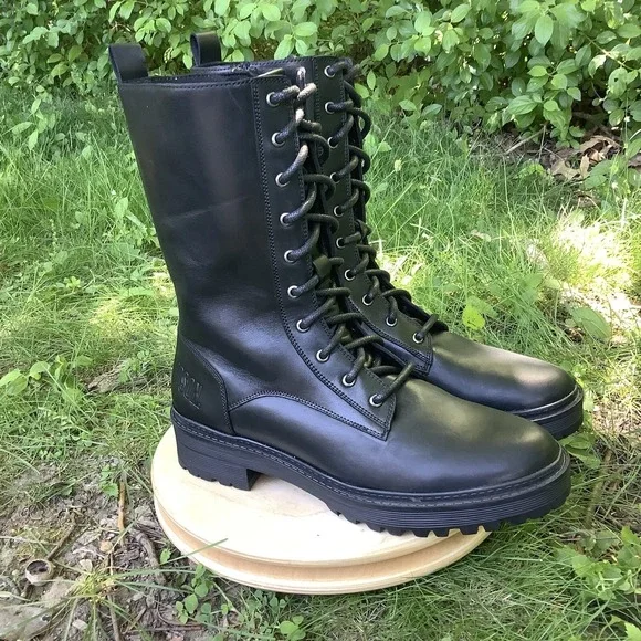 Harley-Davidson Valene‎ Riding Boots Women's Size 10 Black Leather Biker Eyelets - Picture 4 of 7